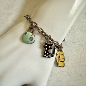 Silver tone enamel charm bracelet